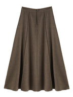 ZIQIAO 2025 Autumn Winter New Arrival Elegant 3D-Seamed Wool Draping Flared Umbrella-Style Skirt Stylish Half-Length Slim Skirts