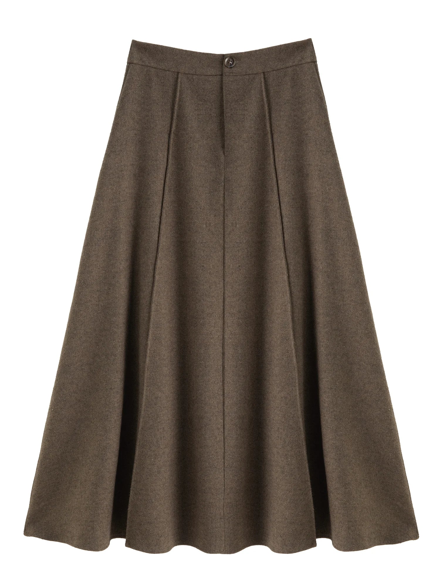 ZIQIAO 2025 Autumn Winter New Arrival Elegant 3D-Seamed Wool Draping Flared Umbrella-Style Skirt Stylish Half-Length Slim Skirts