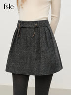 FSLE Sweet & Cute Elastic Waist Pleated Short Skirt for Women - Winter 2025 New Arrival, Flared HemPerfect for Casual  Skirts