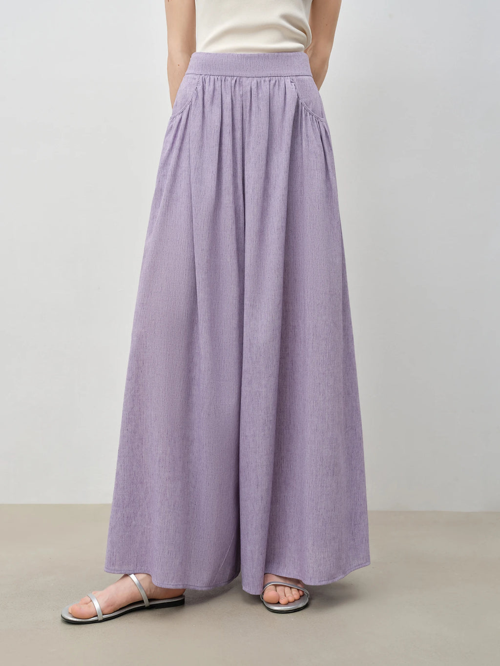 ZIQIAO 2025 Summer Women's Sleeveless Linen Set - Breathable Wide-Leg Styling & Relaxed Elegance Women Pants Set 25ZQ92104