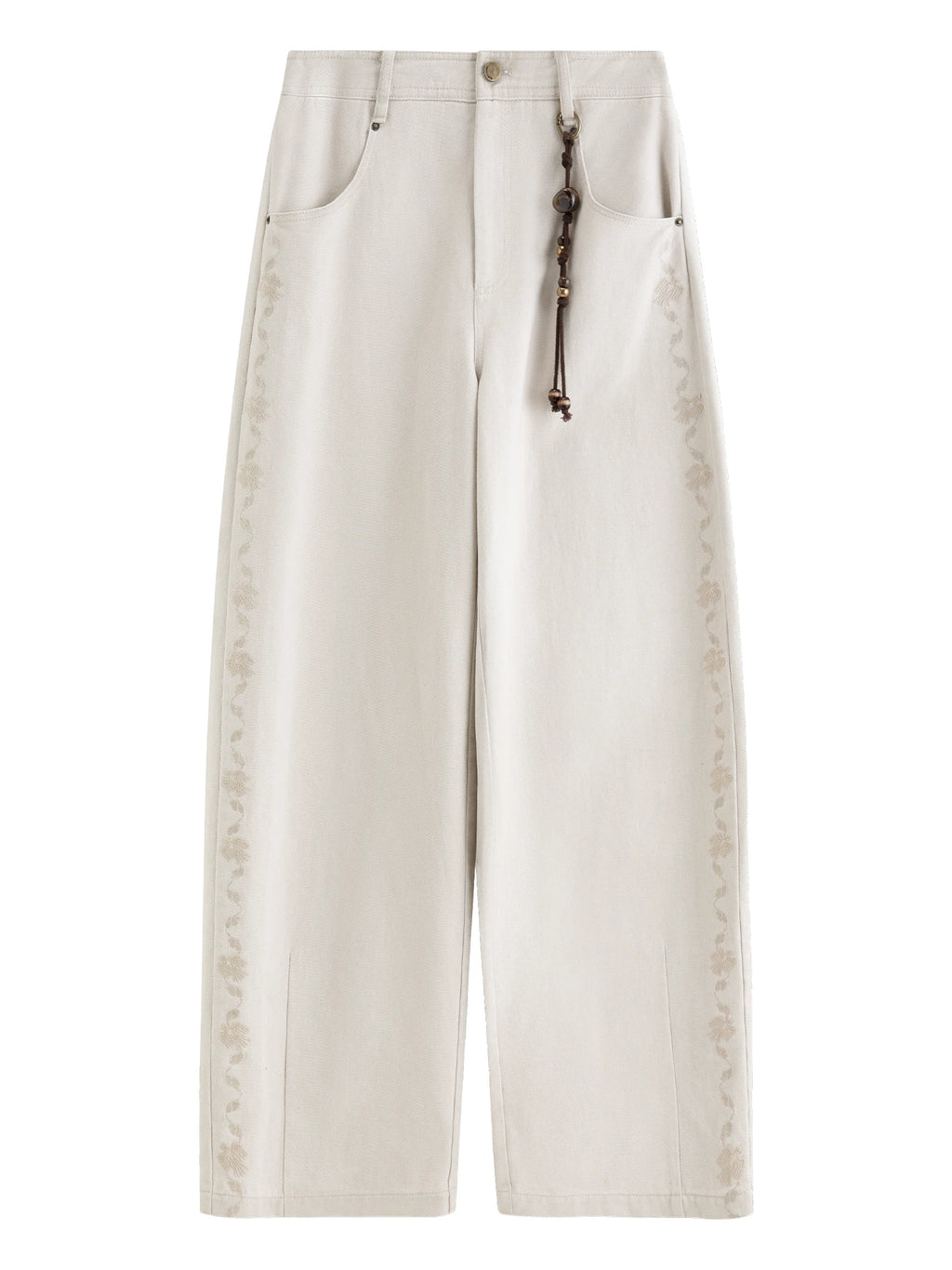 FSLE 2025 Winter Women's Vintage Washed Embroidered Banana Jeans Curved High Waist Wide Leg Trousers Slim Fit Retro Pants