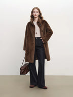 ZIQIAO Korean Style Stand-up Collar Faux Mink Coat for Women 2025 Winter New Style Faux Fur Warm Coat Soft Cozy Streetwear