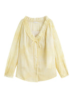 ZIQIAO Women Spring Long Sleeve Chiffon Shirts Blouse+Vest Two Sets V-Neck French Style Floral Women Shirt Tops 25ZQ91125