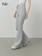 FSLE Elastic Waist Casual Pants Women Autumn 2025 New Retro Slim Fit Flared Pants 25FS13228