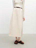 FSLE Extra Long Cotton Straight Skirt for Women Commuting 2025 Autumn and Winter New Style with Belt
