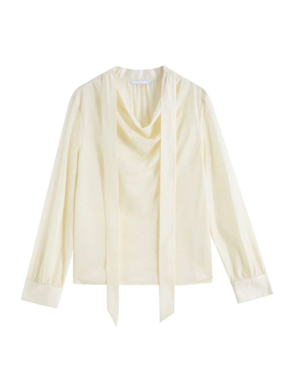 ZIQIAO Women Blouse+Vest Two Sets Office Lady Temperament 2025 Spring Light Yellow Long Sleeve Tops 23% Acetate Shirt 25ZQ91146