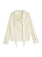 ZIQIAO Women Blouse+Vest Two Sets Office Lady Temperament 2025 Spring Light Yellow Long Sleeve Tops 23% Acetate Shirt 25ZQ91146