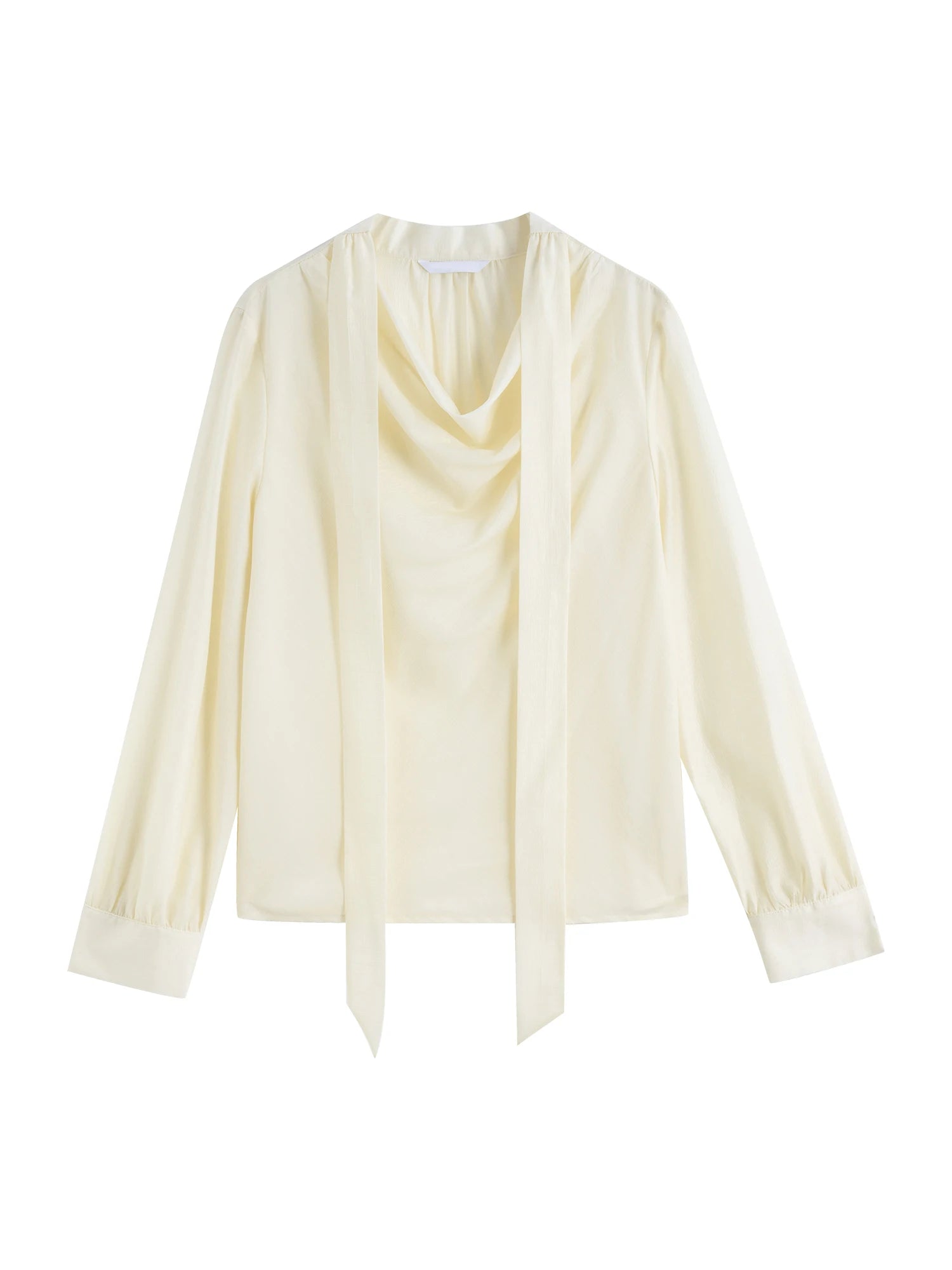 ZIQIAO Women Blouse+Vest Two Sets Office Lady Temperament 2025 Spring Light Yellow Long Sleeve Tops 23% Acetate Shirt 25ZQ91146