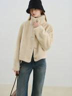 ZIQIA 2025 Winter Women Short Faux Fur Coat with Toggle Buttons - Eco-Friendly Integrated Fur Leather Look New Arrival Outerwear