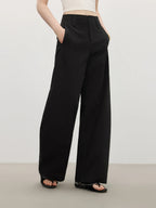 FSLE Casual Wide-leg Pants for Women 2025 Summer New Arrival Design Dark Purple Chic Pants 25FS12838