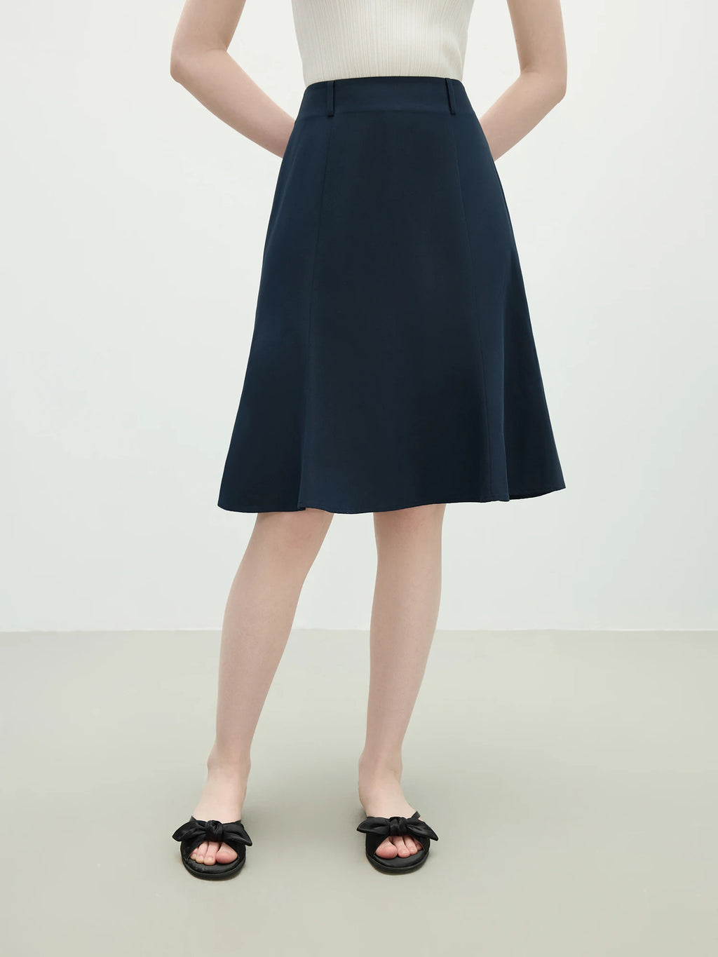 FSLE White Mermaid A-Line Skirt 2025 Summer High-Waisted Office Evening Chiffon Tailored Elegance Casual Loose Skirts 25FS12166