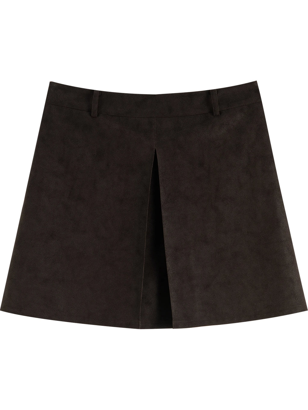 ZIQIAO 2025 Autumn Winter Women Retro Brown PU Leather Box Pleated Skirt - High Waist Midi Length A-Line Skirt for Casual