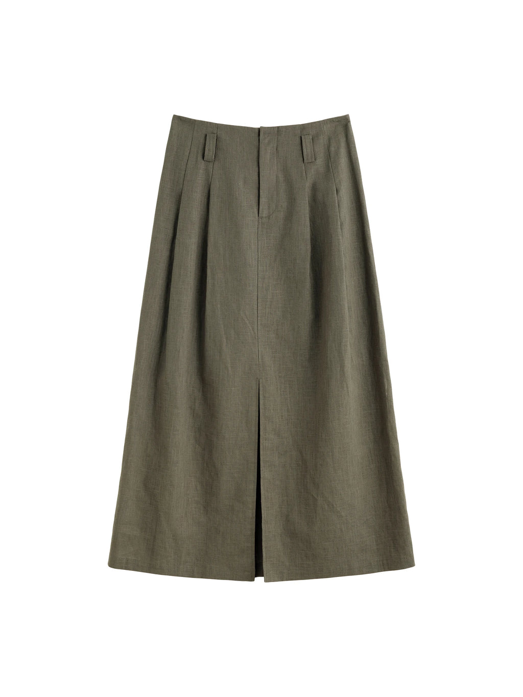 ZIQIAO 2025 Summer Women's Linen A-Line Midi Skirt - Triple Vent Hem & Breathable Styling Casual Loose Skirts 25ZQ92182