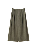 ZIQIAO 2025 Summer Women's Linen A-Line Midi Skirt - Triple Vent Hem & Breathable Styling Casual Loose Skirts 25ZQ92182