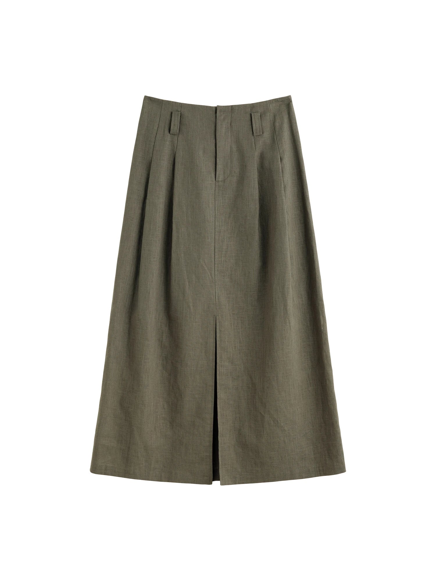 ZIQIAO 2025 Summer Women's Linen A-Line Midi Skirt - Triple Vent Hem & Breathable Styling Casual Loose Skirts 25ZQ92182