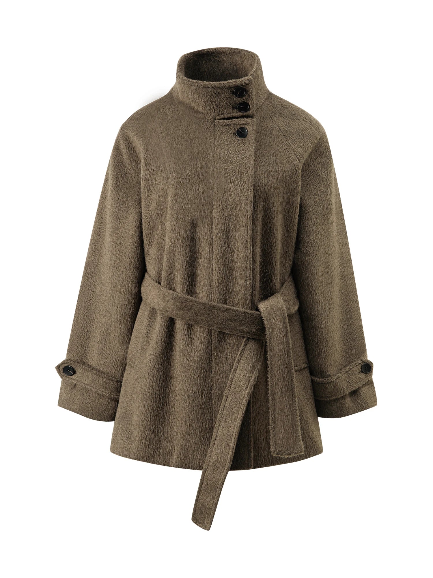 ZIQIAO Korean Style Short White Jacket for Women 2025 Early Winter New Style Stand Collar Stylish Warm Jacket