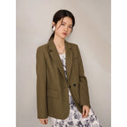 ZIQIAO Office Lady Suit Jacket For Women Niche 2023 Autumn New High-End Suit Black Women Casual Loose Coats Solid