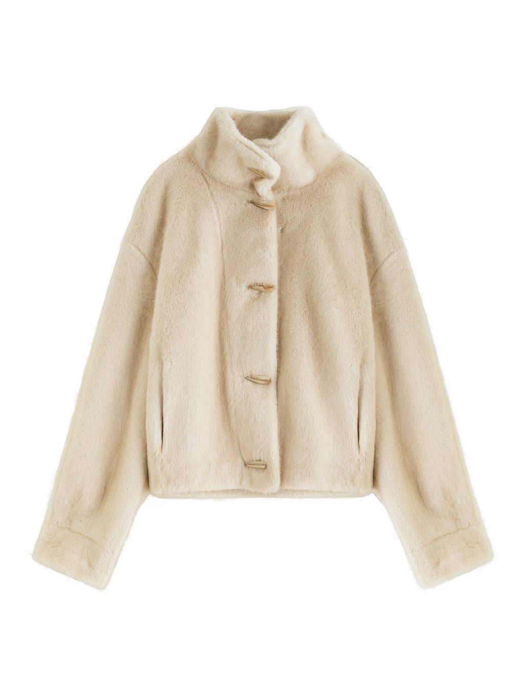 ZIQIA 2025 Winter Women Short Faux Fur Coat with Toggle Buttons - Eco-Friendly Integrated Fur Leather Look New Arrival Outerwear