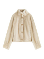 ZIQIA 2025 Winter Women Short Faux Fur Coat with Toggle Buttons - Eco-Friendly Integrated Fur Leather Look New Arrival Outerwear