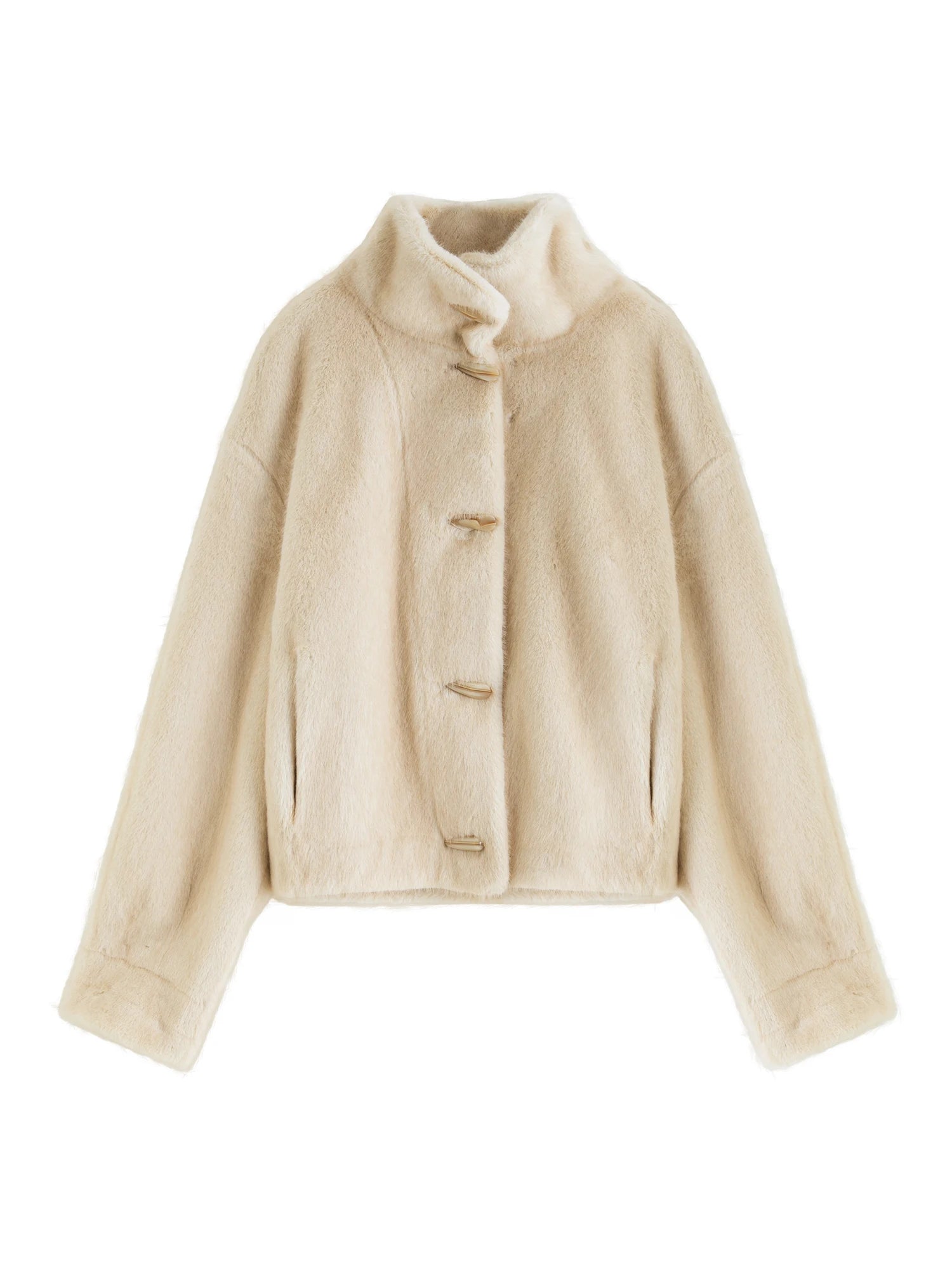 ZIQIA 2025 Winter Women Short Faux Fur Coat with Toggle Buttons - Eco-Friendly Integrated Fur Leather Look New Arrival Outerwear