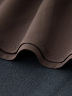 ZIQIAO 2025 Autumn Winter Women Retro Brown PU Leather Box Pleated Skirt - High Waist Midi Length A-Line Skirt for Casual