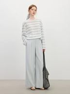 FSLE Women Casual Relaxed Linen Blend High-waisted Wide-leg Straight-leg Pants New Summer 2025 Pants 25FS12748