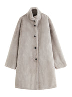 ZIQIAO Korean Style Stand-up Collar Faux Mink Coat for Women 2025 Winter New Style Faux Fur Warm Coat Soft Cozy Streetwear