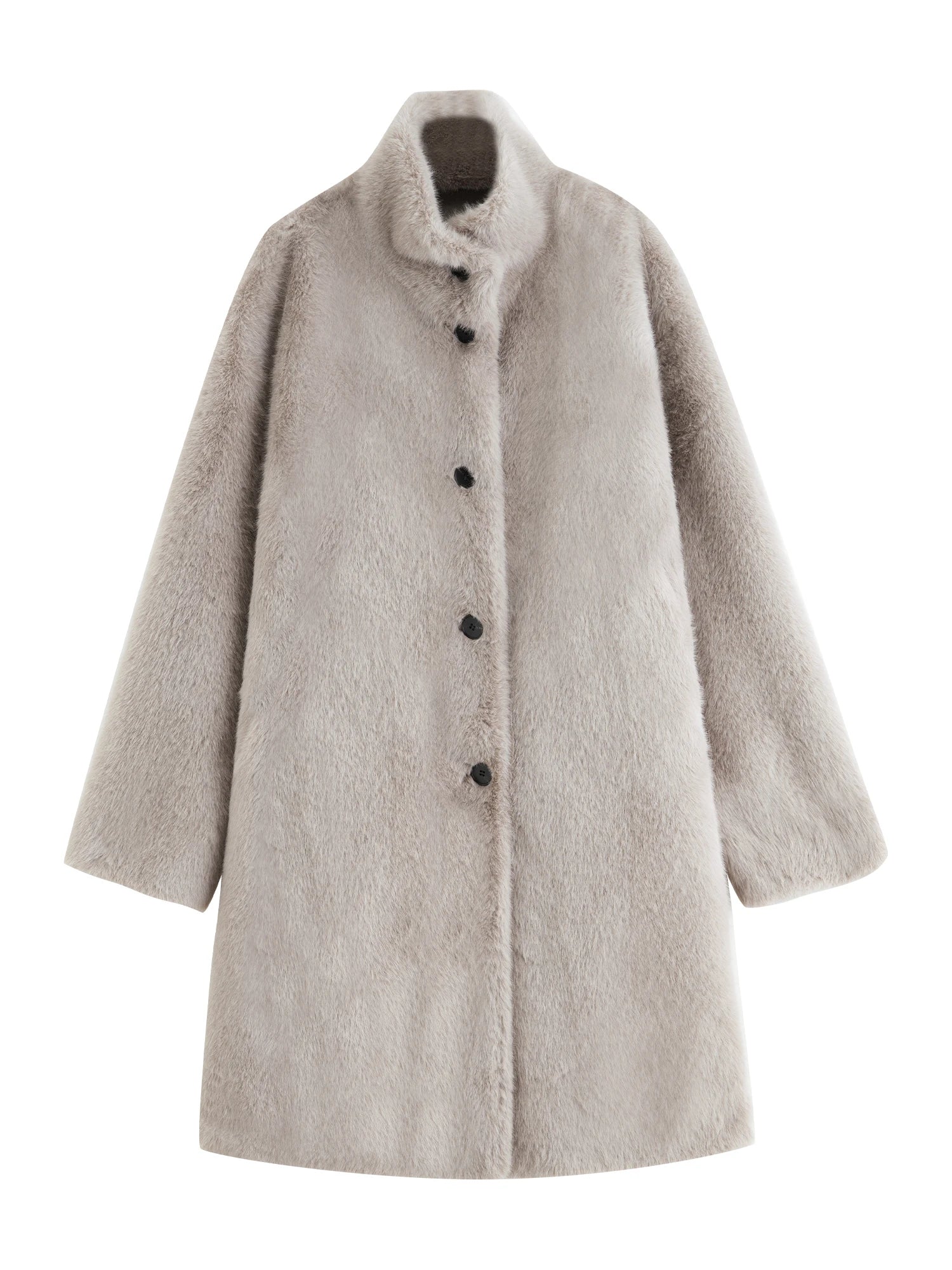 ZIQIAO Korean Style Stand-up Collar Faux Mink Coat for Women 2025 Winter New Style Faux Fur Warm Coat Soft Cozy Streetwear