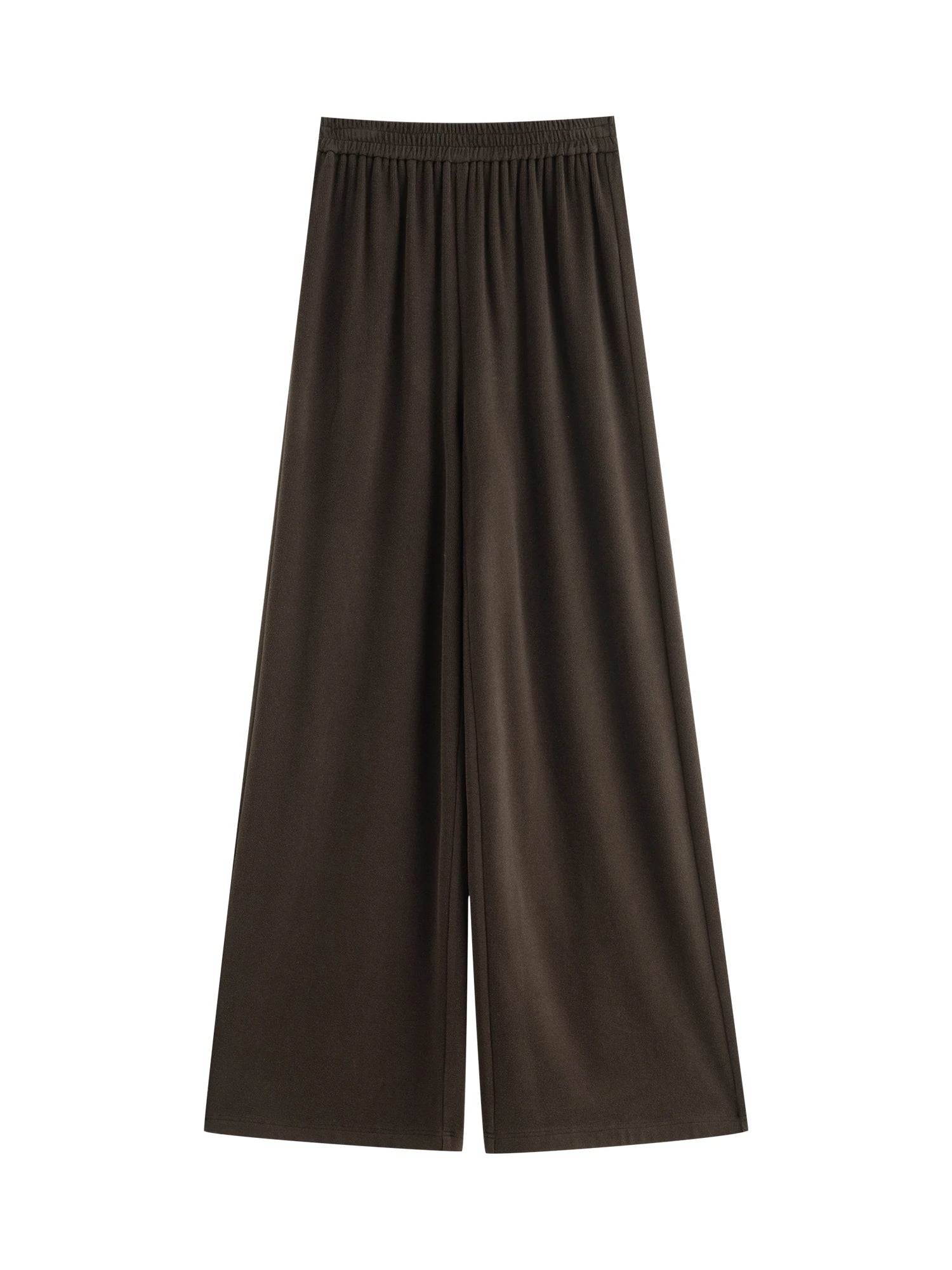 ZIQIAO 2025 Women's Knit Coordinate Set - Drop Collar Knit Top & Straight Leg Pants Office Casual Two Piece Set Elegance