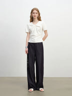 ZIQIAO 2025 Summer Women's Wide-Leg Textured Pants - Fluid Drape & Floor-Length Slimming Silhouette 25ZQ92271