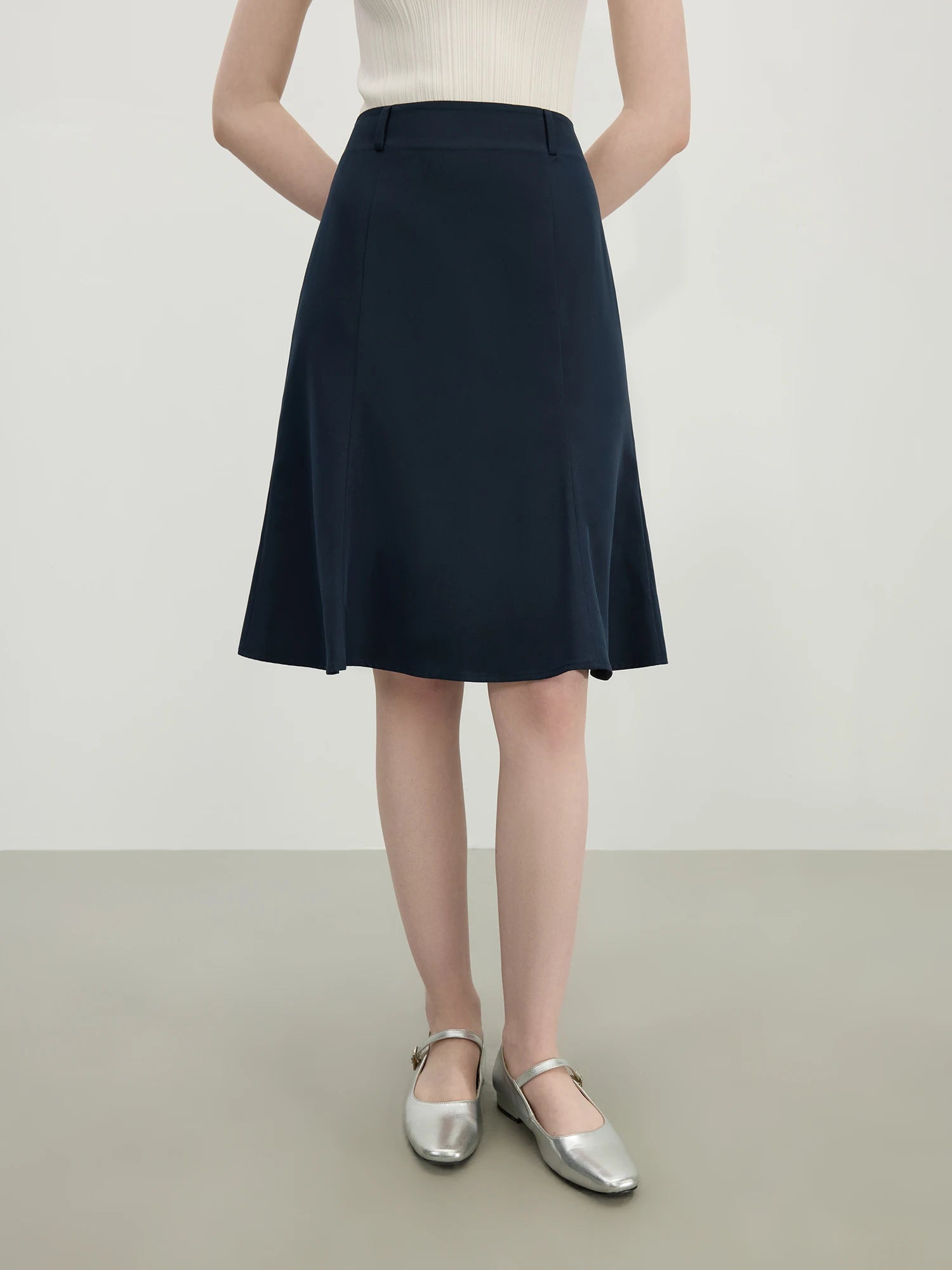 FSLE White Mermaid A-Line Skirt 2025 Summer High-Waisted Office Evening Chiffon Tailored Elegance Casual Loose Skirts 25FS12166