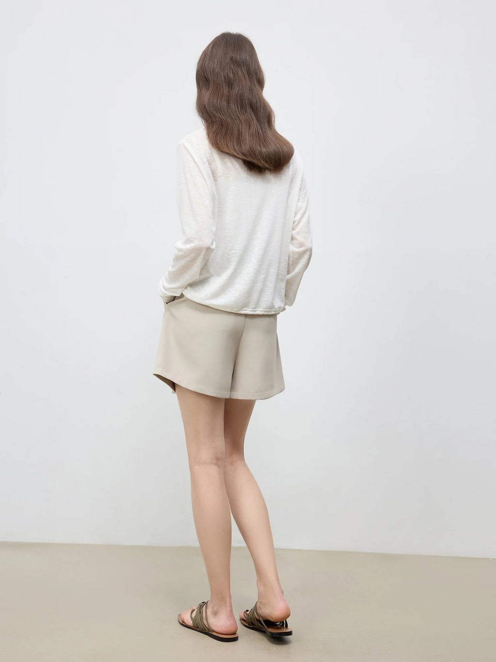 ZIQIAO 2025 Summer Women's Elevated Waist Wide Shorts - White Flattering Silhouette & Versatile Styling Casual Shorts 25ZQ92197