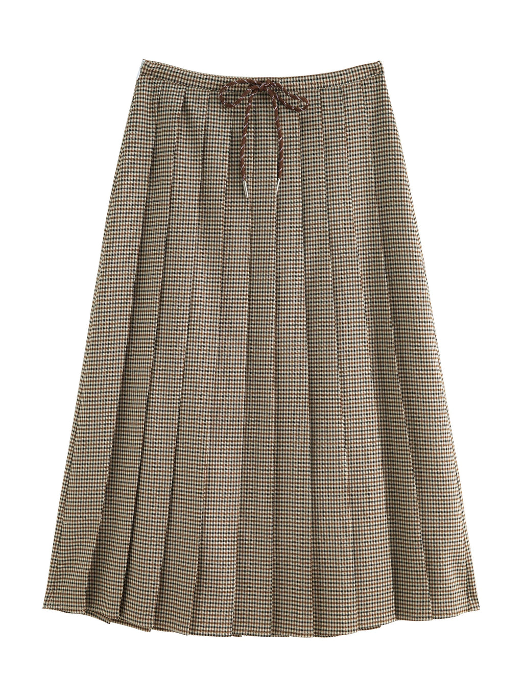 ZIQIAO Houndstooth Pleated Skirt Women's 2025 Autumn New Style College Style Pattern Versatile Casual Mid-length Skirt 25ZQ93064
