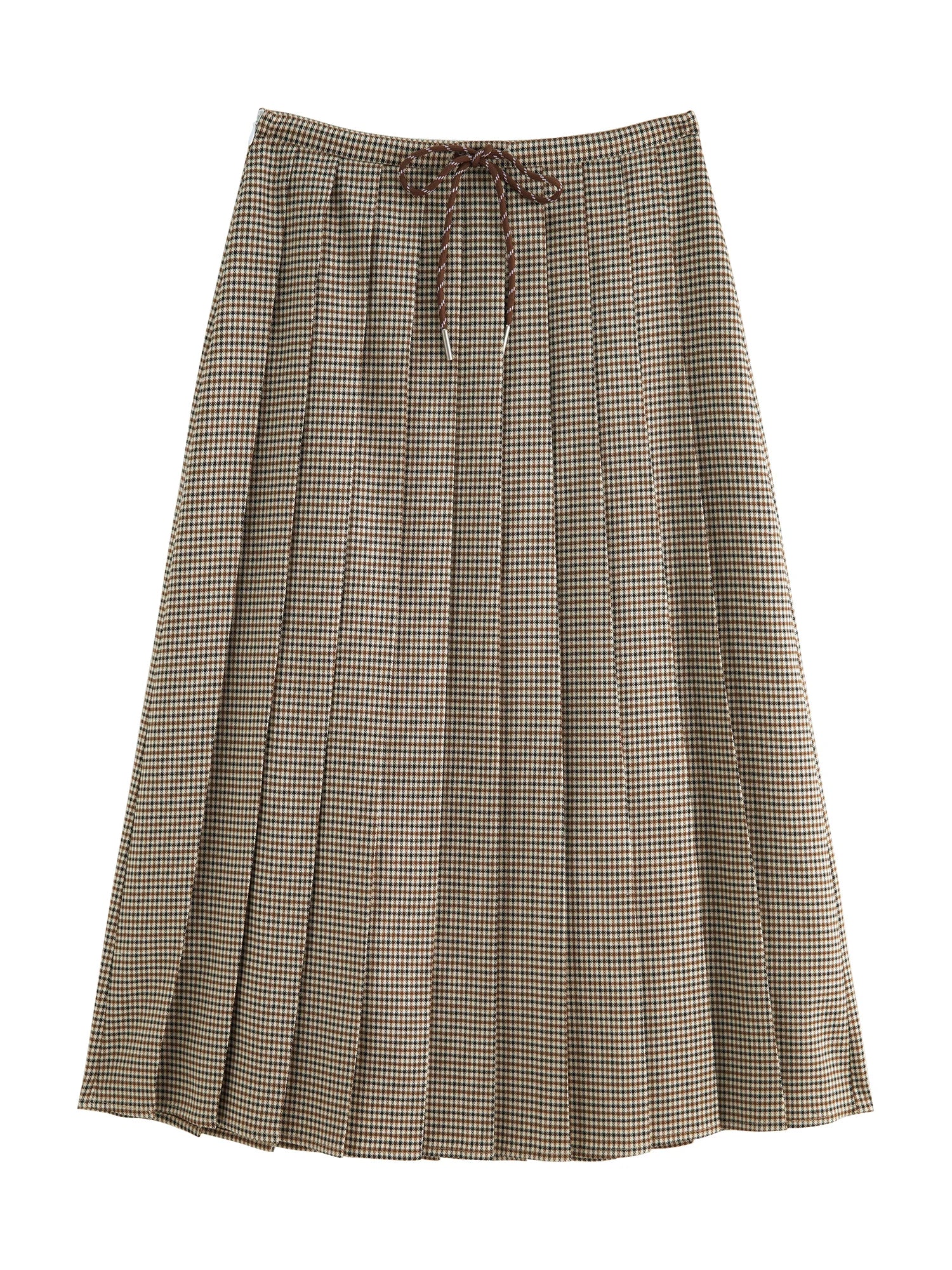 ZIQIAO Houndstooth Pleated Skirt Women's 2025 Autumn New Style College Style Pattern Versatile Casual Mid-length Skirt 25ZQ93064