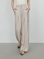 FSLE 【Premium Series】 Acetate Air Pants Women 2025 Summer New Drape Loose Wide-leg Pants 25FE12025