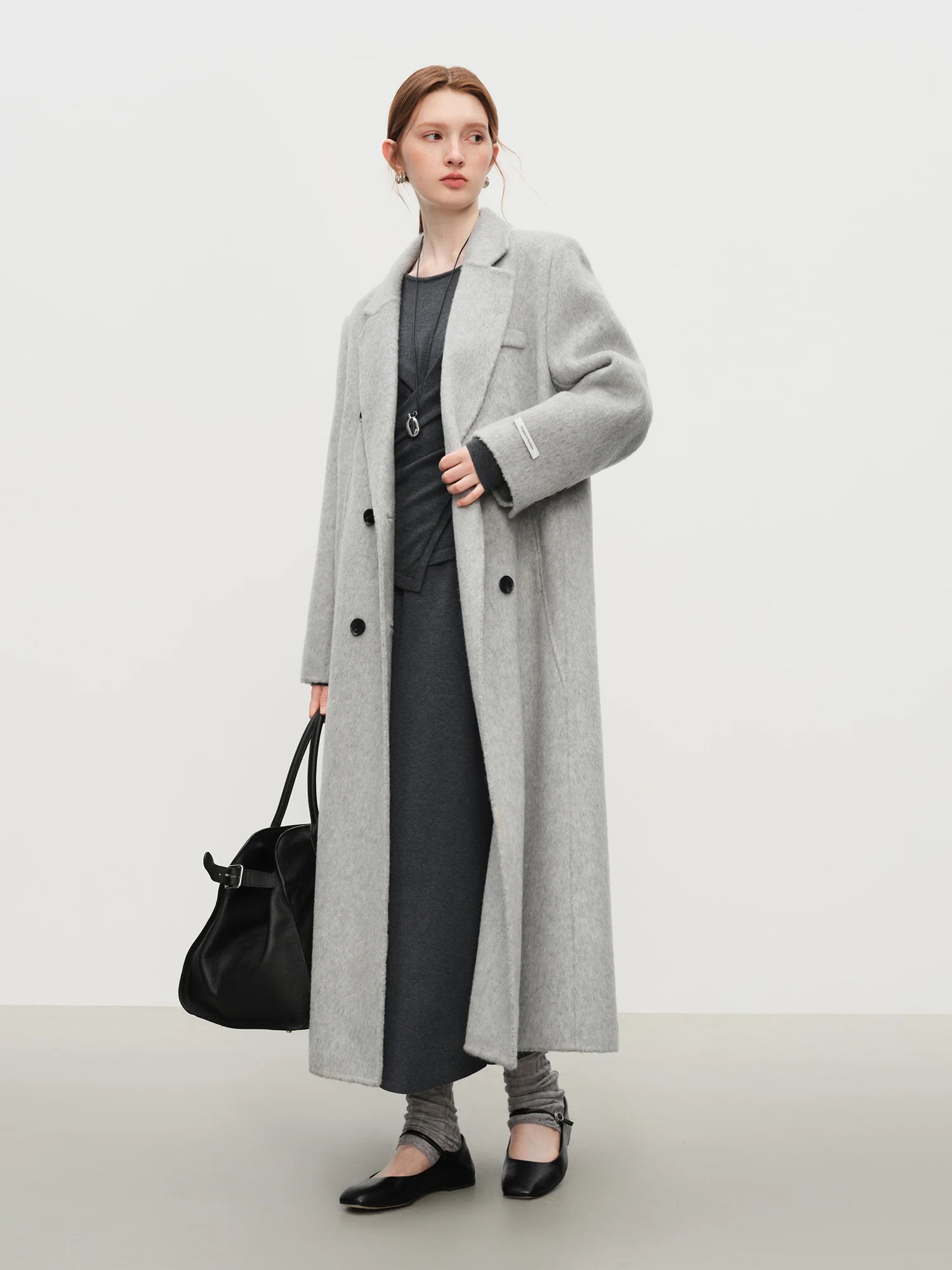 FSLE 【Premium Series】 Cashmere Overcoat 2025 Winter Women's Relaxed Luxury Tailored Coat Suit Collar Winter Wool Long Coat