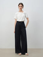 ZIQIAO Asymmetrical Knot Design - Petite Women's Short Sleeve T-Shirt - 2025 New Arrival Summer Slimming Versatile Top 25ZQ92102