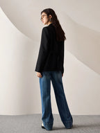 ZIQIAO Office Lady Suit Jacket For Women Niche 2023 Autumn New High-End Suit Black Women Casual Loose Coats Solid