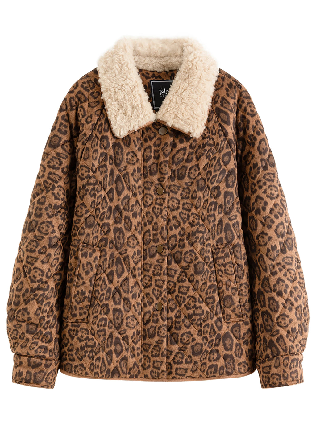 FSLE【Premium Series】Designer Jacket Women Leopard Coat Retro Style Heavy Craftsmanship Outerwear Warm Jacket Casual Streetwear