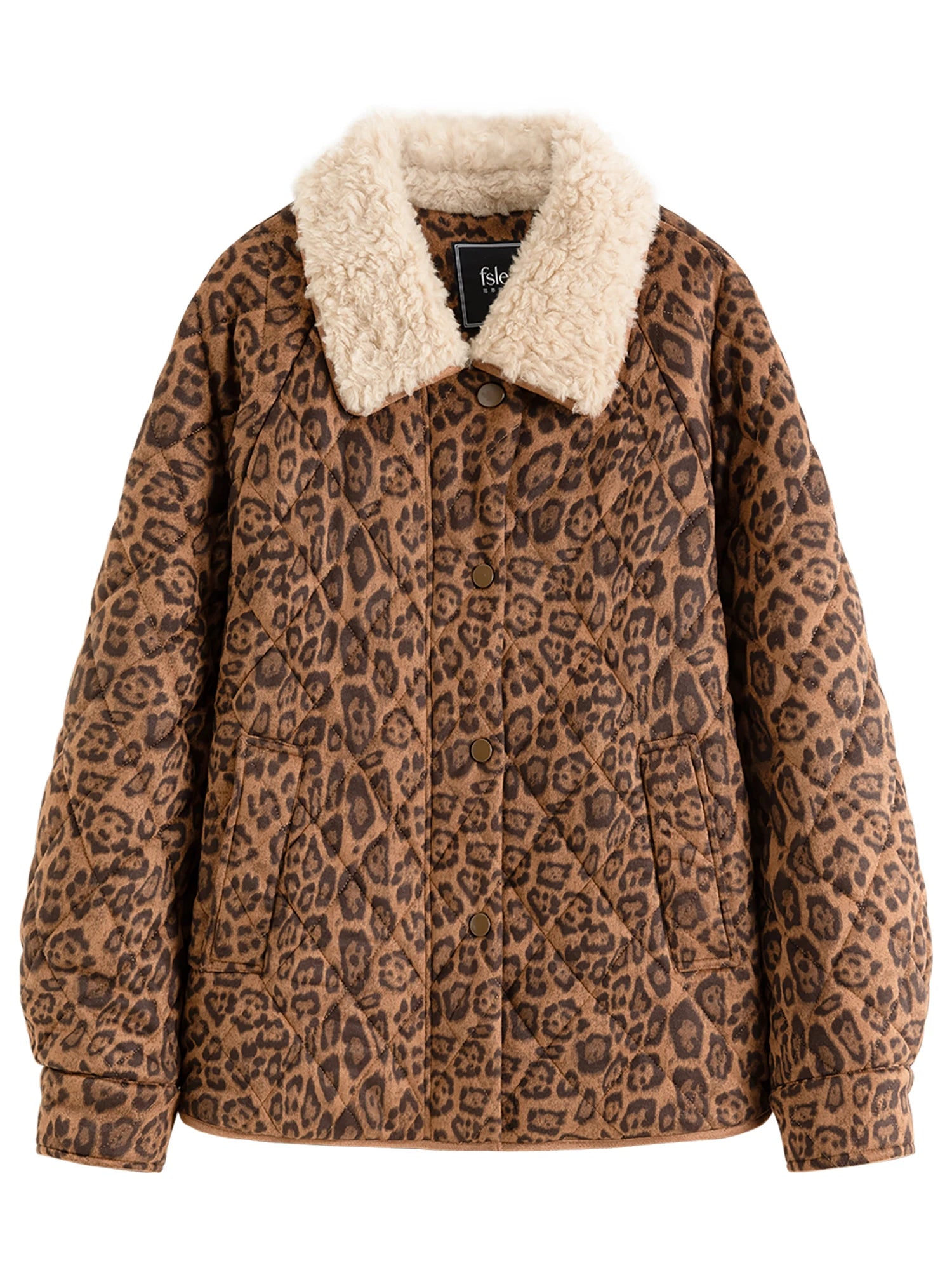 FSLE【Premium Series】Designer Jacket Women Leopard Coat Retro Style Heavy Craftsmanship Outerwear Warm Jacket Casual Streetwear