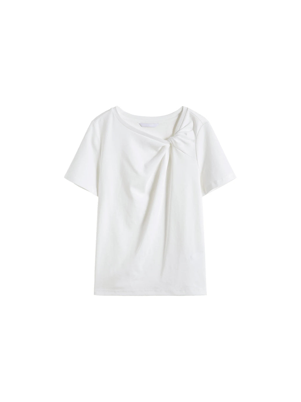 ZIQIAO Asymmetrical Knot Design - Petite Women's Short Sleeve T-Shirt - 2025 New Arrival Summer Slimming Versatile Top 25ZQ92102