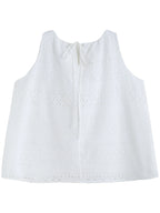 ZIQIAO 2025 Summer Women's Laser-Cut Round Neck Two-Piece Set - Petite-Optimized Slimming Silhouette & Textured Chiffon Skirt