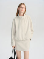 ZIQIAO Autumn 2025 Women's Cropped Stand Collar Jacket - Relaxed Fit Casual Short Outerwear Lightweight Layering Basic Top