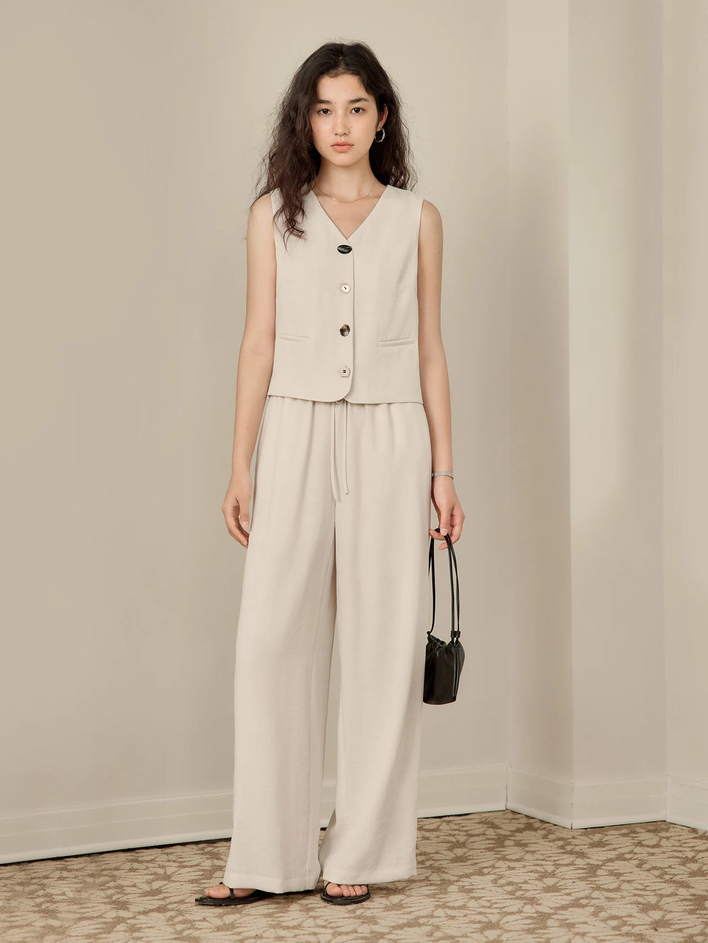 ZIQIAO Old Money Style Vest Wide-leg Pants Set Female 2025 Summer New Temperament High-end Two-piece Outfits 25ZQ92278+25ZQ92272