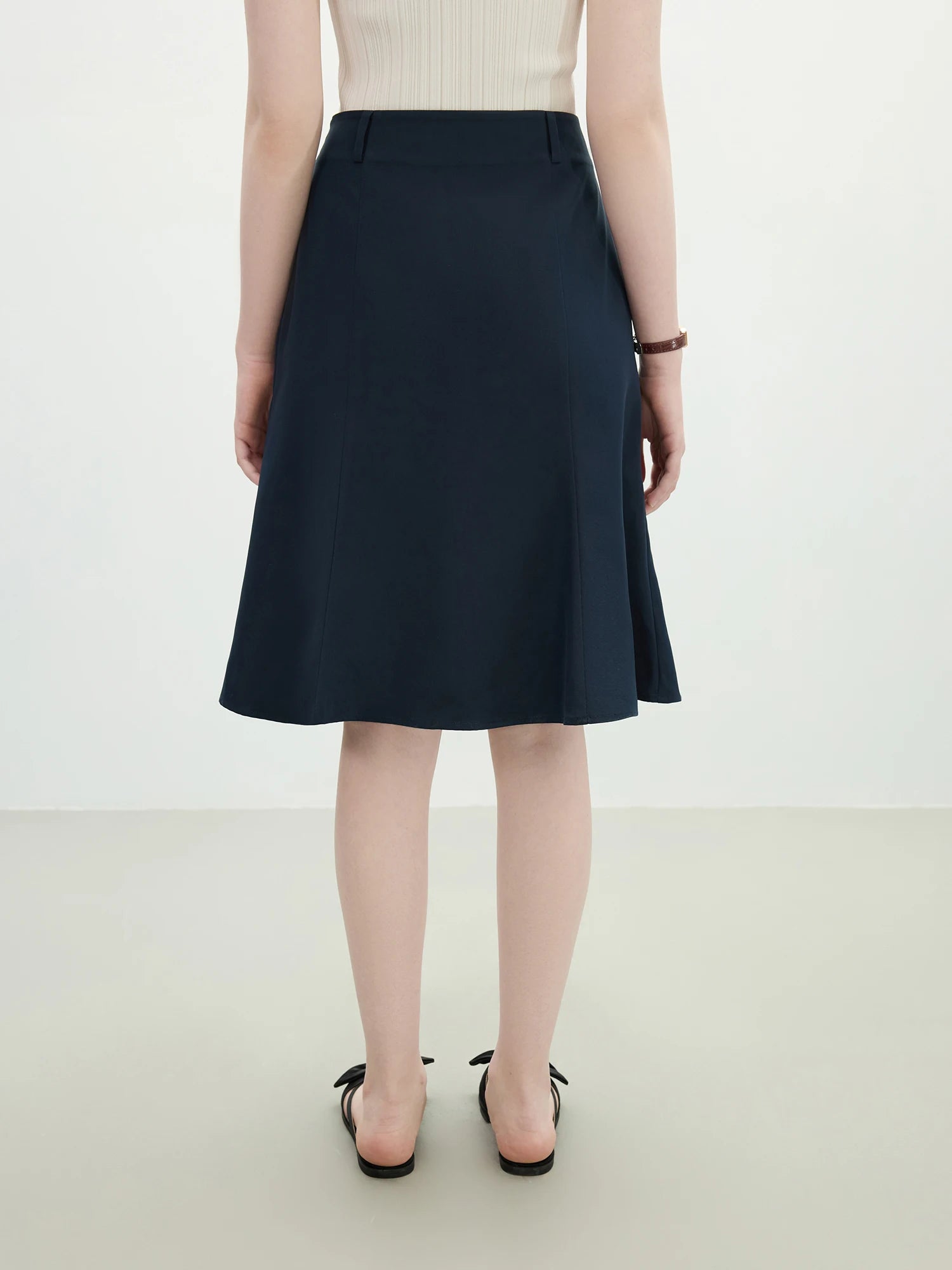 FSLE White Mermaid A-Line Skirt 2025 Summer High-Waisted Office Evening Chiffon Tailored Elegance Casual Loose Skirts 25FS12166