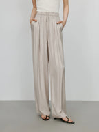 FSLE 【Premium Series】 Acetate Air Pants Women 2025 Summer New Drape Loose Wide-leg Pants 25FE12025