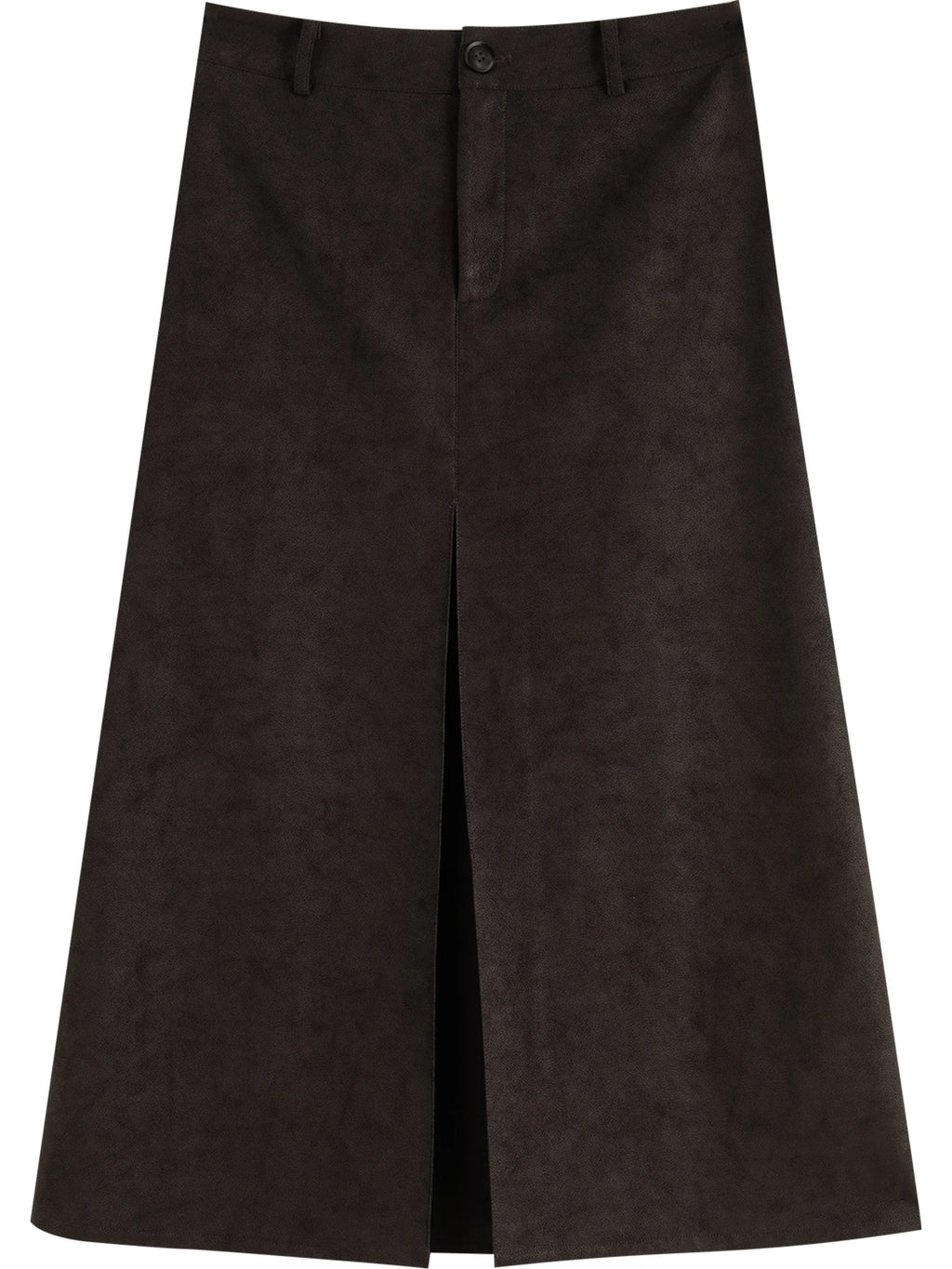 ZIQIAO 2025 Autumn Winter Women Retro Brown PU Leather Box Pleated Skirt - High Waist Midi Length A-Line Skirt for Casual