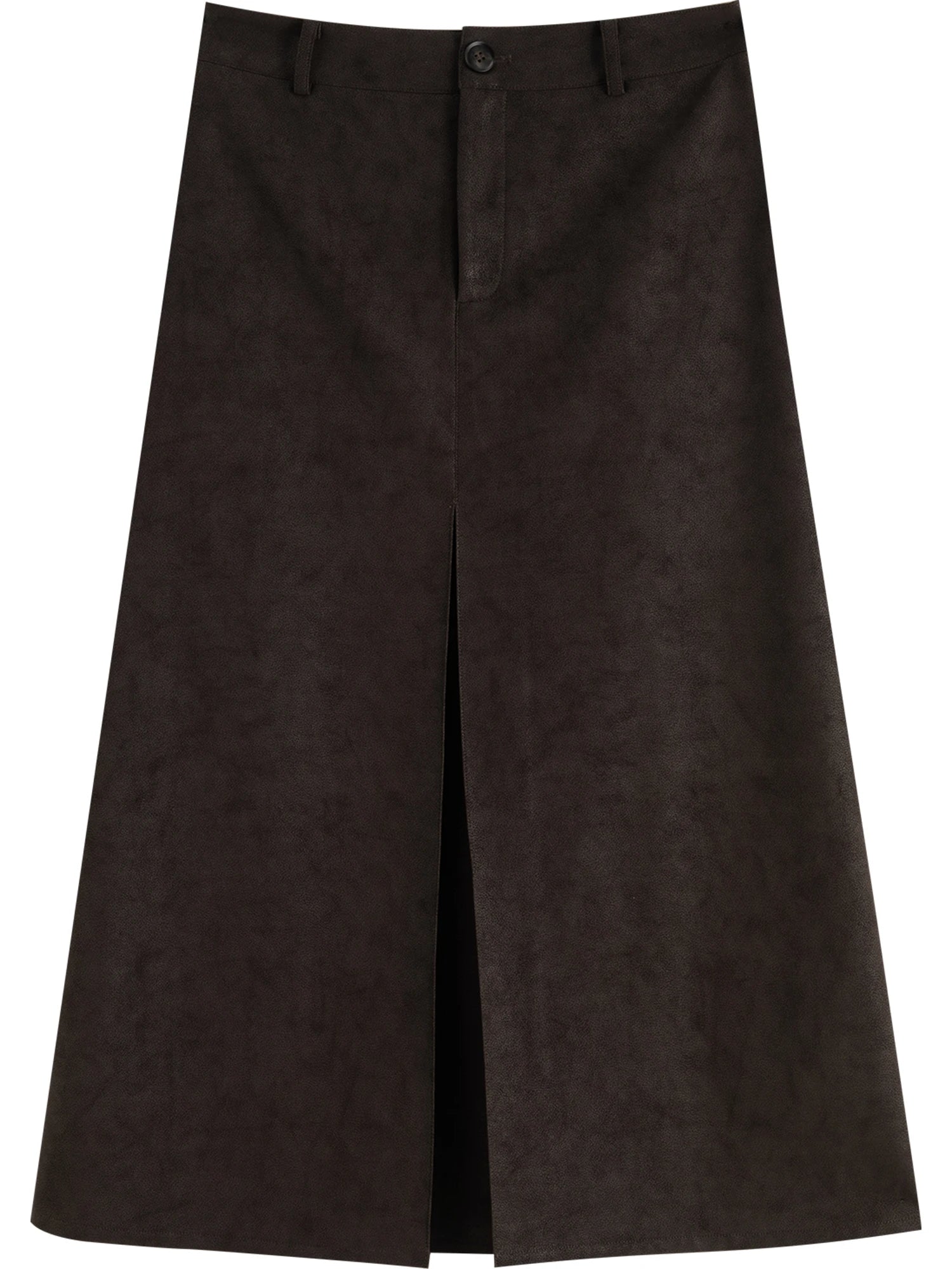 ZIQIAO 2025 Autumn Winter Women Retro Brown PU Leather Box Pleated Skirt - High Waist Midi Length A-Line Skirt for Casual