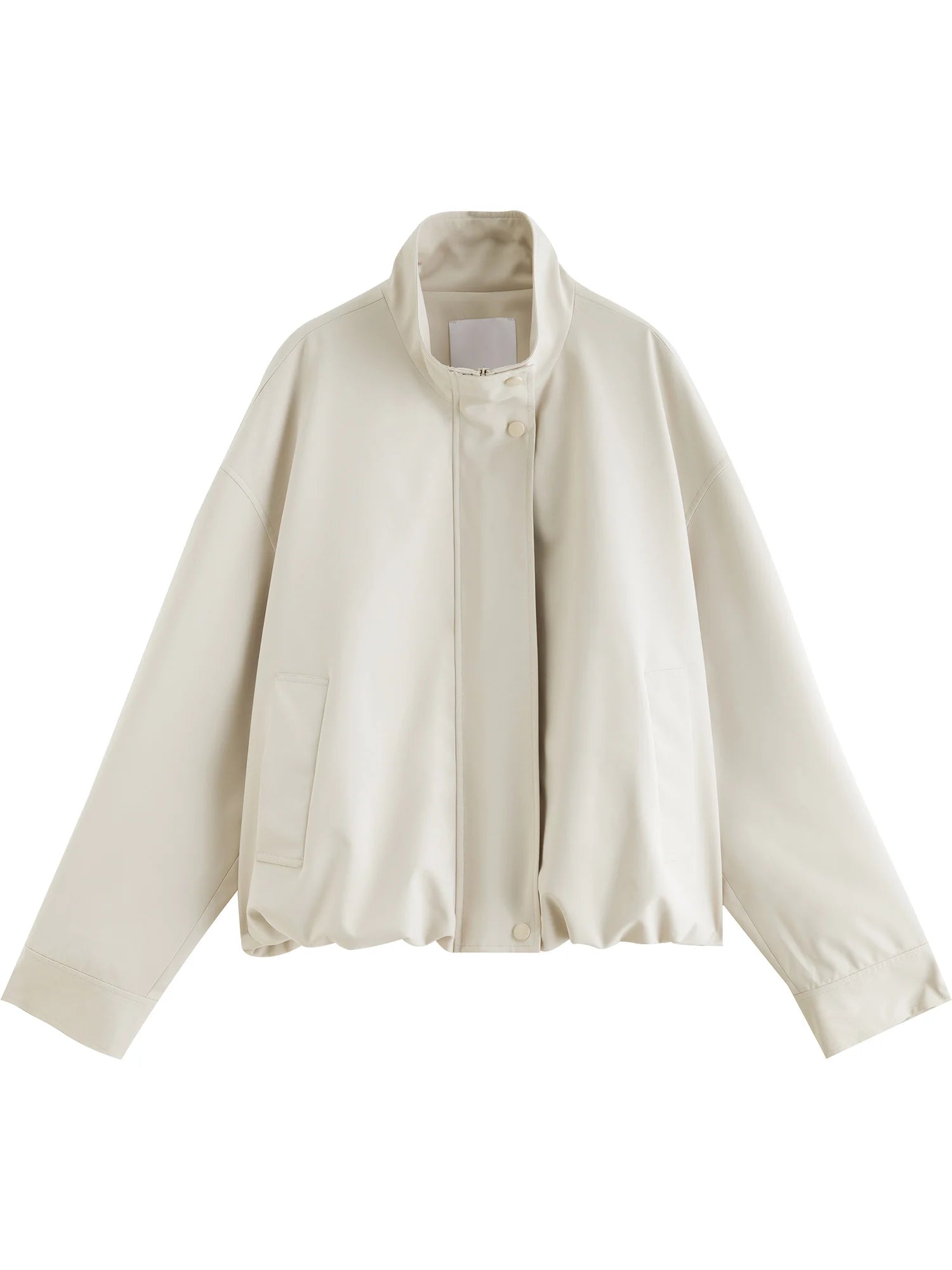 ZIQIAO Autumn 2025 Women's Cropped Stand Collar Jacket - Relaxed Fit Casual Short Outerwear Lightweight Layering Basic Top