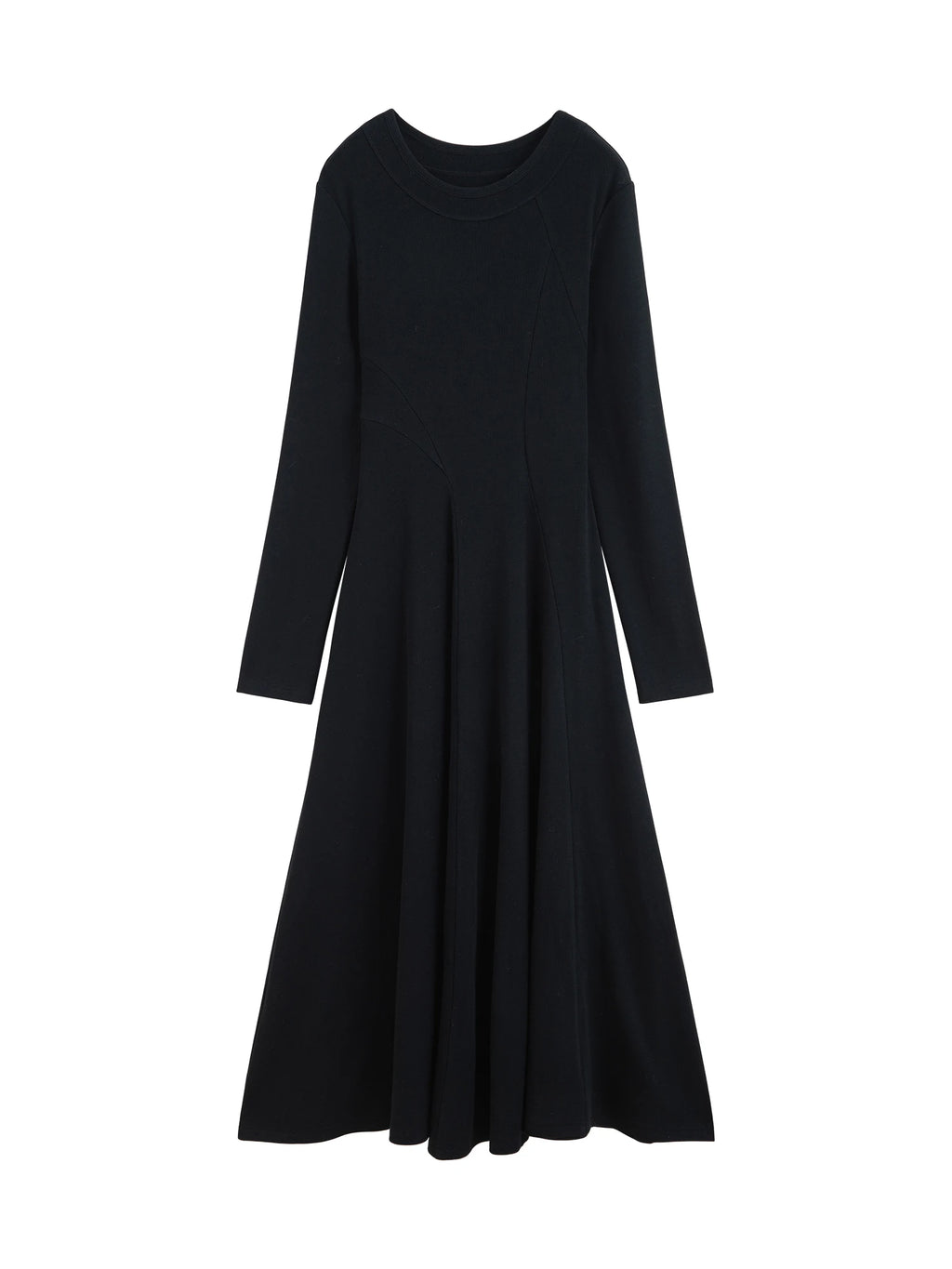 ZIQIAO 2025 Winter Women's Slim Fit Knit Dress - Round Neck Bodycon Little Black Dress Tummy Control Waist Elegant Mid-Length